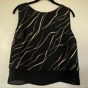 Jacqueline Ferrar Layered Tank Top Black/Tan Size 12